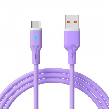 Akyga AK-USB-65 καλώδιο USB USB-A (m) / USB-C (m), USB 2.0, 18W, 1 m, μωβ, σιλικόνη