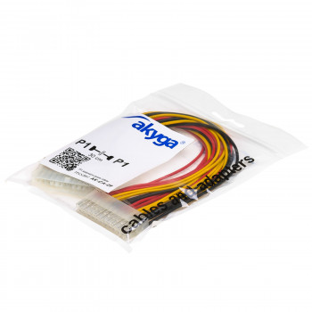 Akyga AK-CA-09 καλώδιο επέκτασης τροφοδοσίας ATX 24-pin (20+4), 24-pin (F) σε 24-pin (M), 30 cm