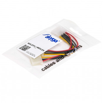 Akyga AK-CA-15 καλώδιο διανομής τροφοδοσίας Molex (M) σε 2x Molex (F), 15 cm