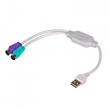 Akyga AK-AD-15 καλώδιο αντάπτορα USB-A (M) σε 2x PS/2 (F), λευκό