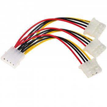 Akyga AK-CA-40 καλώδιο διανομής τροφοδοσίας Molex, Molex (αρσενικό) σε 3x Molex (θηλυκό), 3x 15 cm