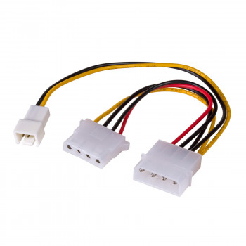Akyga AK-CA-35 διανομέας τροφοδοσίας ανεμιστήρα Molex (θηλυκό) σε Molex (αρσενικό) + 3-pin 12 V (αρσενικό), 2x 15 cm