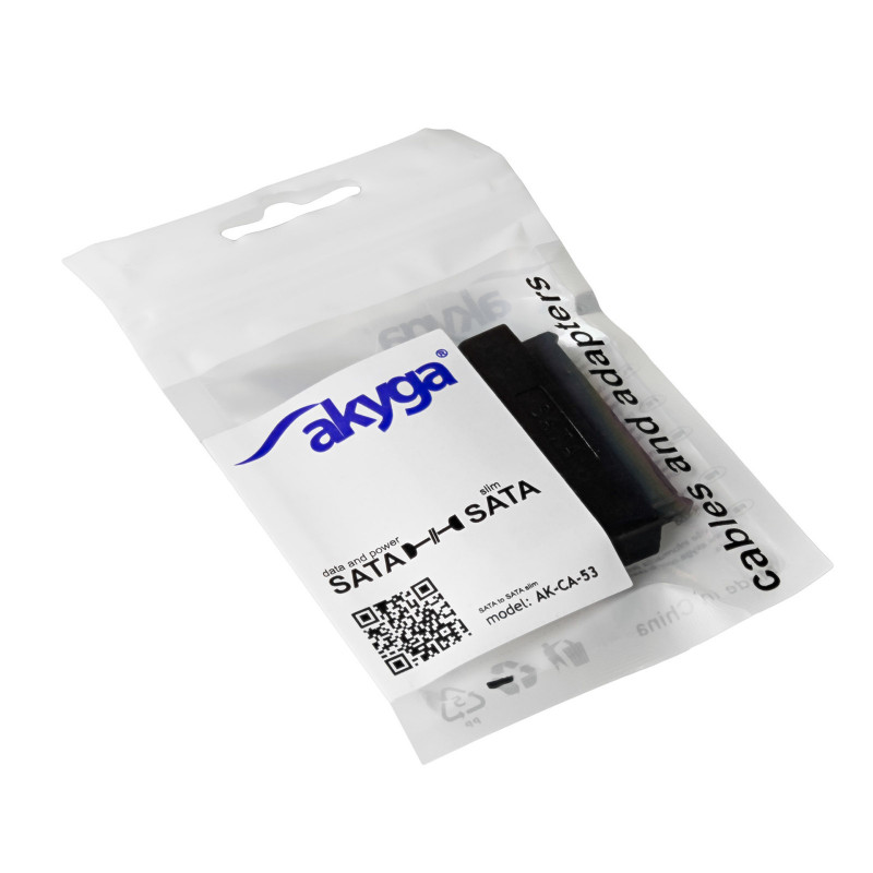Akyga AK-CA-53 αντάπτορας Slim SATA (αρσενικό) σε SATA 22-pin (θηλυκό), μαύρο