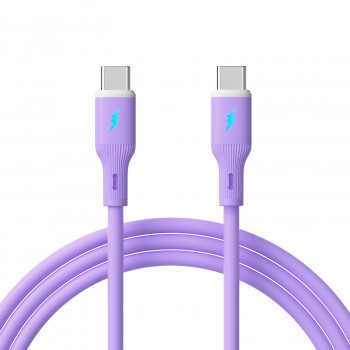 Akyga AK-USB-70 Καλώδιο USB USB-C (m) / USB-C (m), USB 2.0, 60W, 1 m, μωβ, σιλικόνη