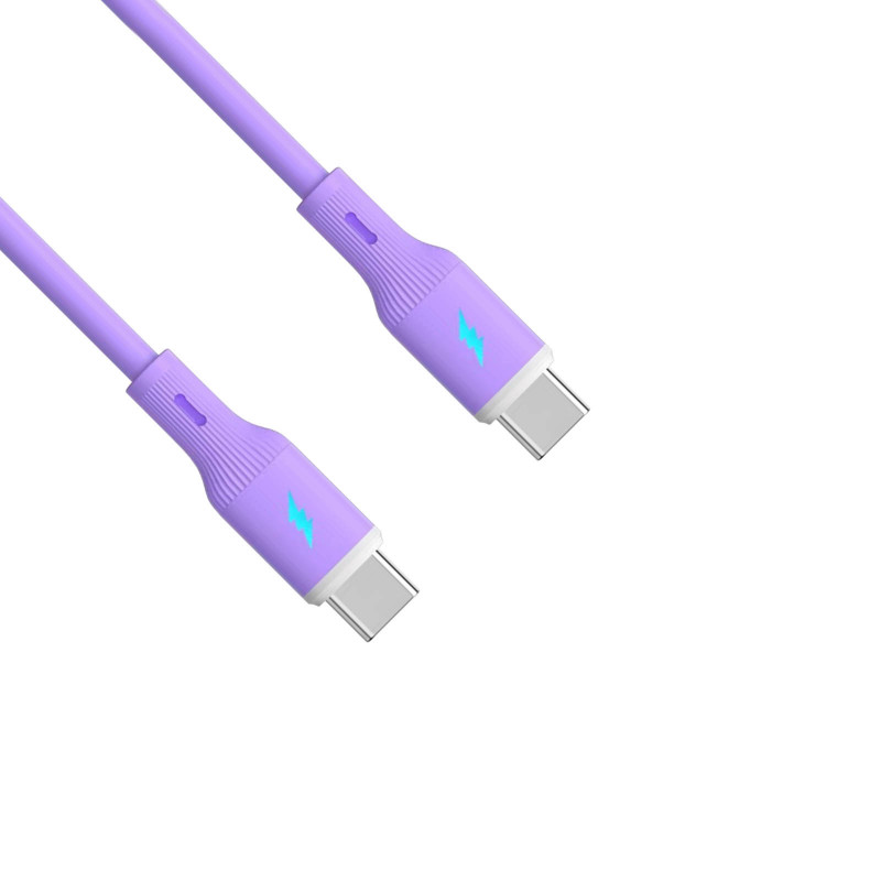 Akyga AK-USB-70 Καλώδιο USB USB-C (m) / USB-C (m), USB 2.0, 60W, 1 m, μωβ, σιλικόνη