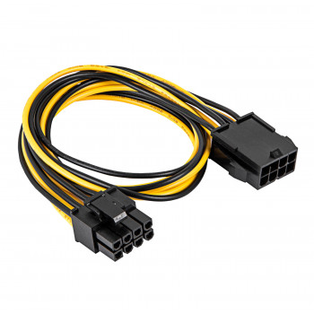 Akyga AK-CA-82 Καλώδιο επέκτασης τροφοδοσίας PCIe 8-Pin (6+2), 6+2-Pin (M) σε 8-Pin (F), 40 cm