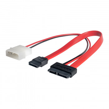 Akyga AK-CA-45 Καλώδιο προσαρμογέα Slimline SATA, Slim SATA (υποδοχή θηλυκή) σε SATA δεδομένων (υποδοχή θηλυκή) + Molex (βύσμα αρσενικό), 2x 20 cm
