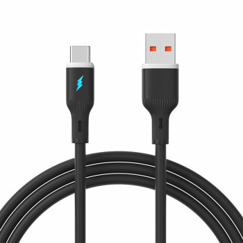 Akyga AK-USB-62 Καλώδιο USB USB-A (m) / USB-C (m), USB 2.0, 18W, 1 m, μαύρο, σιλικόνη