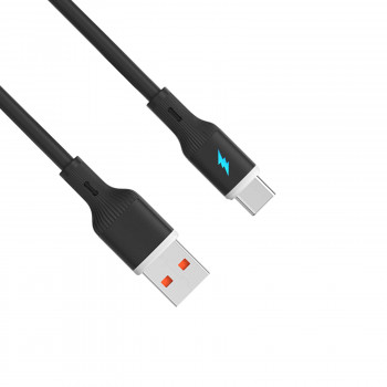 Akyga AK-USB-62 Καλώδιο USB USB-A (m) / USB-C (m), USB 2.0, 18W, 1 m, μαύρο, σιλικόνη