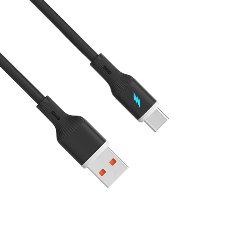 Akyga AK-USB-62 Καλώδιο USB USB-A (m) / USB-C (m), USB 2.0, 18W, 1 m, μαύρο, σιλικόνη
