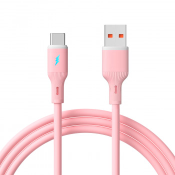 Akyga AK-USB-61 Καλώδιο USB USB-A (m) / USB-C (m), USB 2.0, 18W, 1 m, ροζ, σιλικόνη