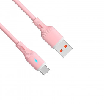 Akyga AK-USB-61 Καλώδιο USB USB-A (m) / USB-C (m), USB 2.0, 18W, 1 m, ροζ, σιλικόνη