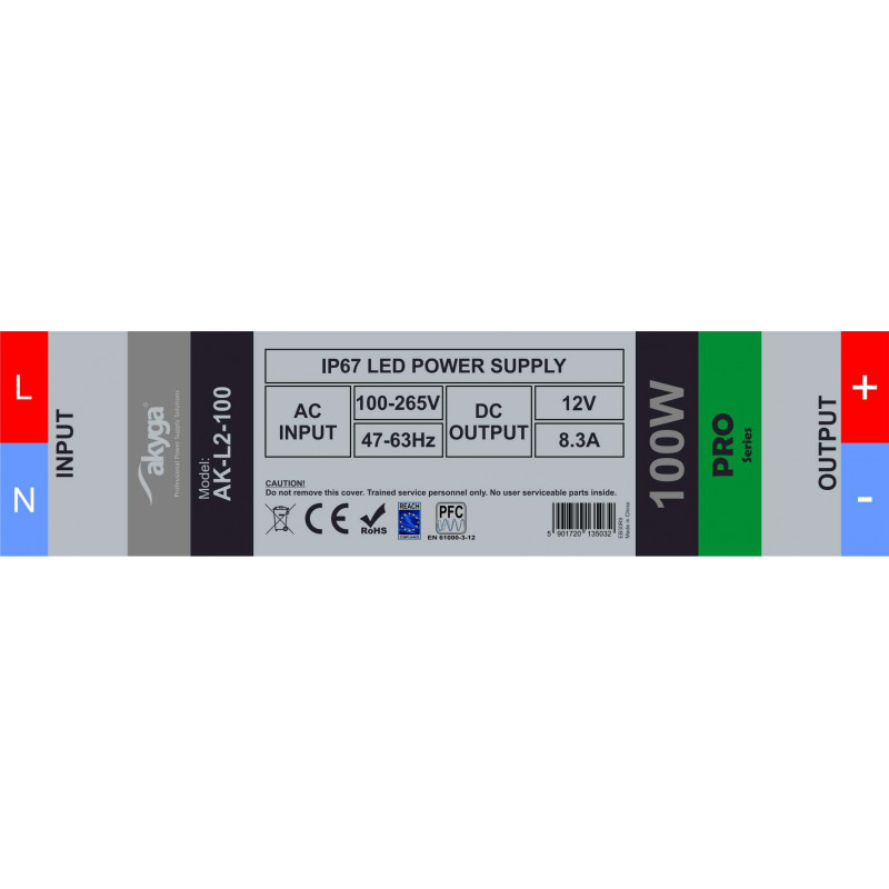Akyga AK-L2-100 Αδιάβροχο τροφοδοτικό LED 12 V, 8,3 A, 100 W, IP67