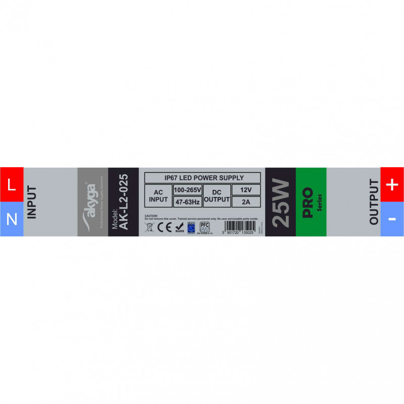 Akyga AK-L2-025 Αδιάβροχο τροφοδοτικό LED 12 V, 2 A, 25 W, IP67