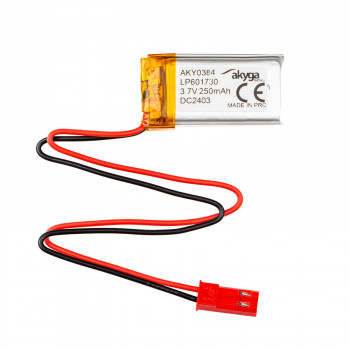 Akyga AKY0384 LP601730 Μπαταρία Li-Po 3,7 V 250 mAh με PCM, βύσμα αρσενικό JST 2,54 mm 2-Pin, καλώδιο 150 mm