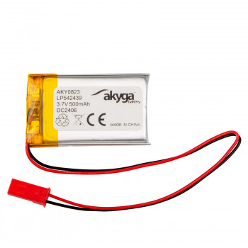 Akyga AKY0823 LP542439 Μπαταρία Li-Po 3,7 V 500 mAh με PCM, βύσμα αρσενικό JST 2,54 mm 2-Pin, καλώδιο 150 mm