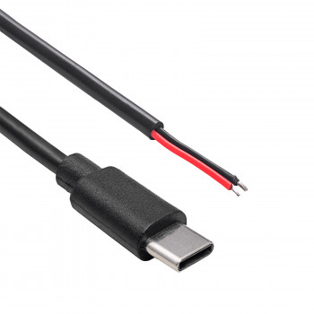 Akyga AK-SC-38 Καλώδιο σέρβις βύσμα αρσενικό USB-C με ανοιχτό άκρο, 10 W (5 V / 2 A), 1 m, μαύρο