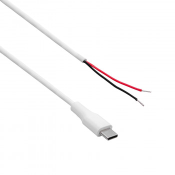 Akyga AK-SC-40 Καλώδιο σέρβις βύσμα αρσενικό USB-C με ανοιχτό άκρο, 60 W (20 V / 3 A), 1 m, λευκό