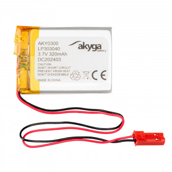 Akyga AKY0300 LP303040 Μπαταρία Li-Po 3,7 V 320 mAh με PCM, βύσμα αρσενικό JST 2,54 mm 2-Pin, καλώδιο 150 mm