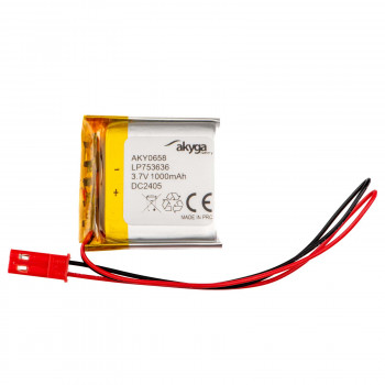 Akyga AKY0658 LP753636 μπαταρία Li-Po 3,7 V 1000 mAh με PCM, βύσμα JST 2,54 mm 2-Pin, καλώδιο 150 mm