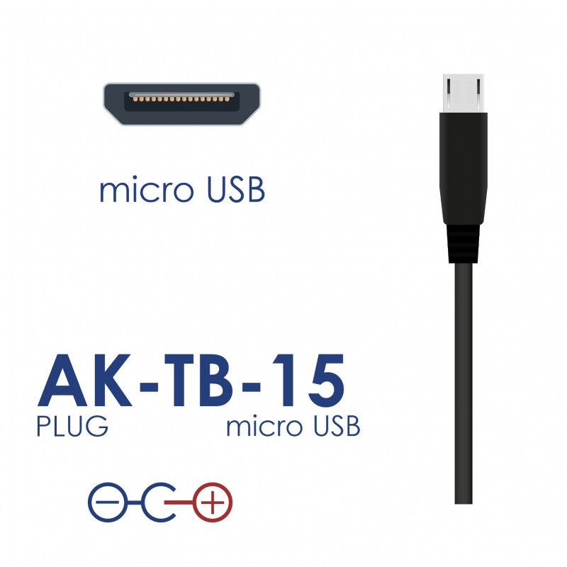Παγκόσμιο τροφοδοτικό Akyga AK-TB-15 5,0V / 3,0A 15W Micro-USB B 1,0m