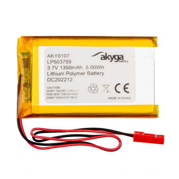Akyga AKY0107 LP503759 μπαταρία Li-Po 3,7 V 1350 mAh με PCM, βύσμα JST 2,54 mm 2-Pin, καλώδιο 150 mm