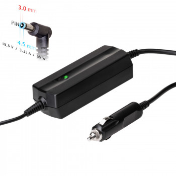 Akyga AK-ND-40 τροφοδοτικό notebook αυτοκινήτου 19,5 V / 3,33 A, 65 W, 4,5 x 3,0 mm + Pin, για HP