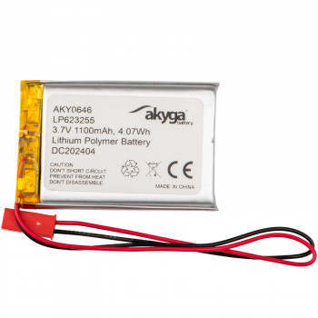 Akyga AKY0646 LP623255 μπαταρία Li-Po 3,7 V 1100 mAh με PCM, βύσμα JST 2,54 mm 2-Pin, καλώδιο 150 mm