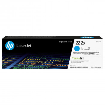 HP 222X W2221X γνήσιο φυσίγγιο γραφίτη LaserJet υψηλής απόδοσης, κυανό, έως 2.500 σελίδες