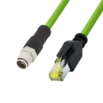 LogiLink CQM035S βιομηχανικό καλώδιο patch, Cat.6A, PUR, M12 X-coded σε RJ45, 1 m