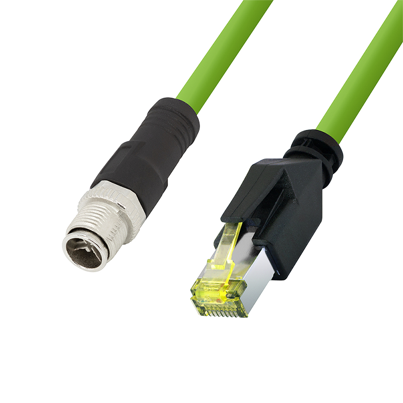 LogiLink CQM035S βιομηχανικό καλώδιο patch, Cat.6A, PUR, M12 X-coded σε RJ45, 1 m