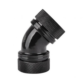Thermaltake Pacific PETG σύνδεσμος 45° διπλής συμπίεσης, εξωτερική διάμετρος 16 mm, G1/4, μαύρος (CL-W098-CA00BL-A)