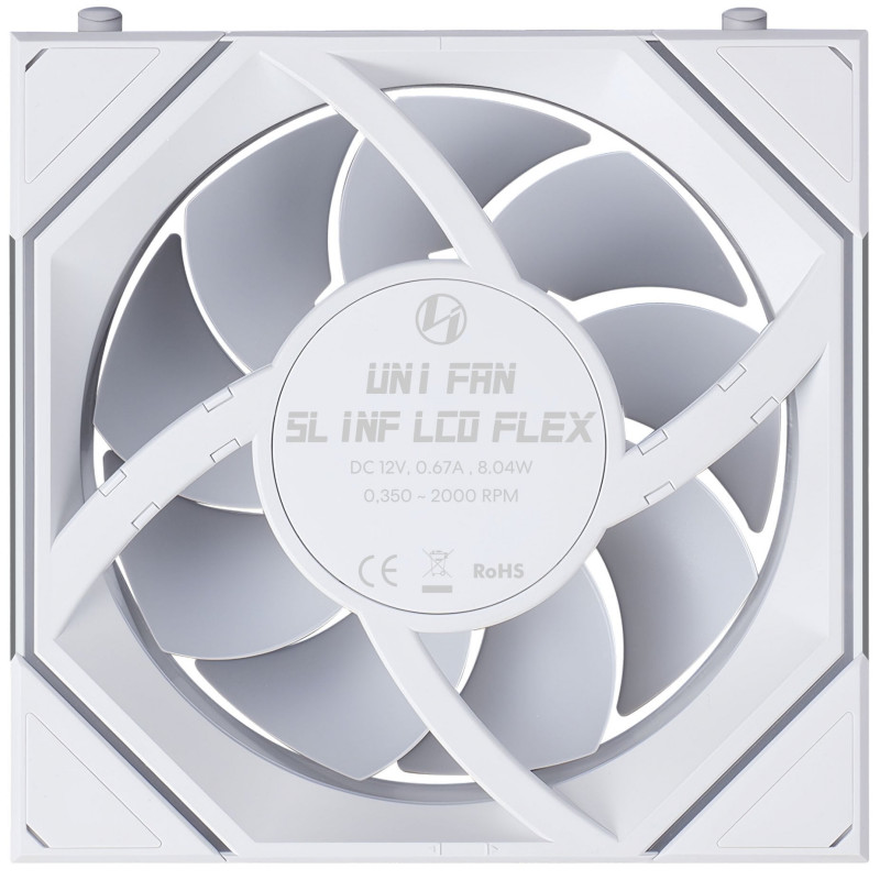 Lian Li UNI FAN SL-INF 120 FLEX LCD Wireless ανεμιστήρας κουτιού υπολογιστή, ARGB και LCD, 120 mm, λευκός