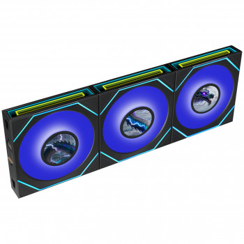 Lian Li UNI FAN SL-INF LCD FLEX Wireless ανεμιστήρες θήκης υπολογιστή (3 τεμ.) με ελεγκτή, ARGB και LCD, Reverse Blade, 120 mm, μαύροι