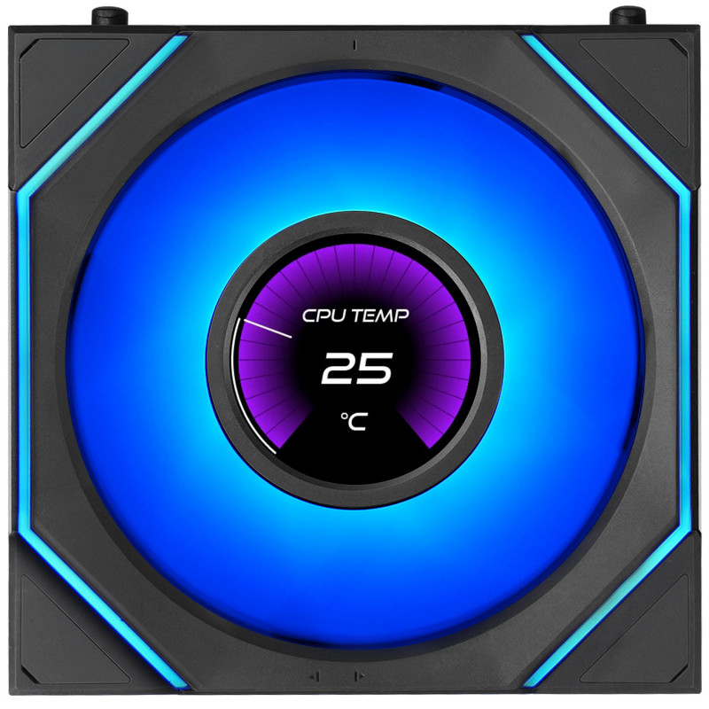 Lian Li UNI FAN SL-INF LCD FLEX Wireless ανεμιστήρες θήκης υπολογιστή (3 τεμ.) με ελεγκτή, ARGB και LCD, Reverse Blade, 120 mm, μαύροι