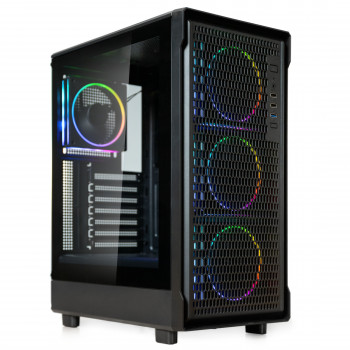 Κουτί υπολογιστή Kolink AM2 ARGB Midi Tower, ATX, σκληρυμένο γυαλί, 4 ανεμιστήρες 120 mm περιλαμβάνονται, μαύρο