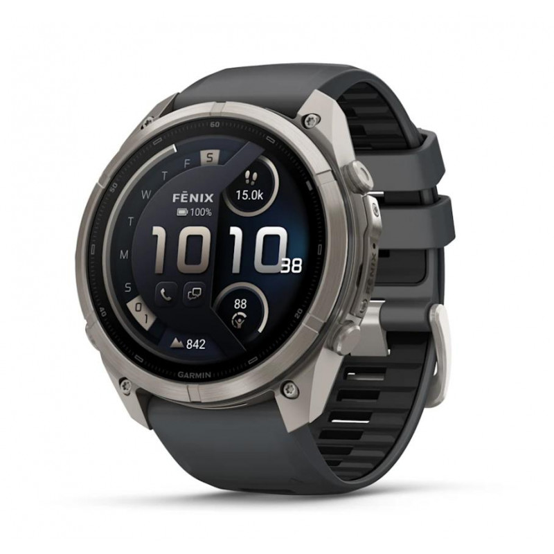 Garmin Fenix 9 Pro inReach έξυπνο ρολόι, 51 mm, θήκη τιτανίου, λουράκι σιλικόνης γραφίτη/μαύρο
