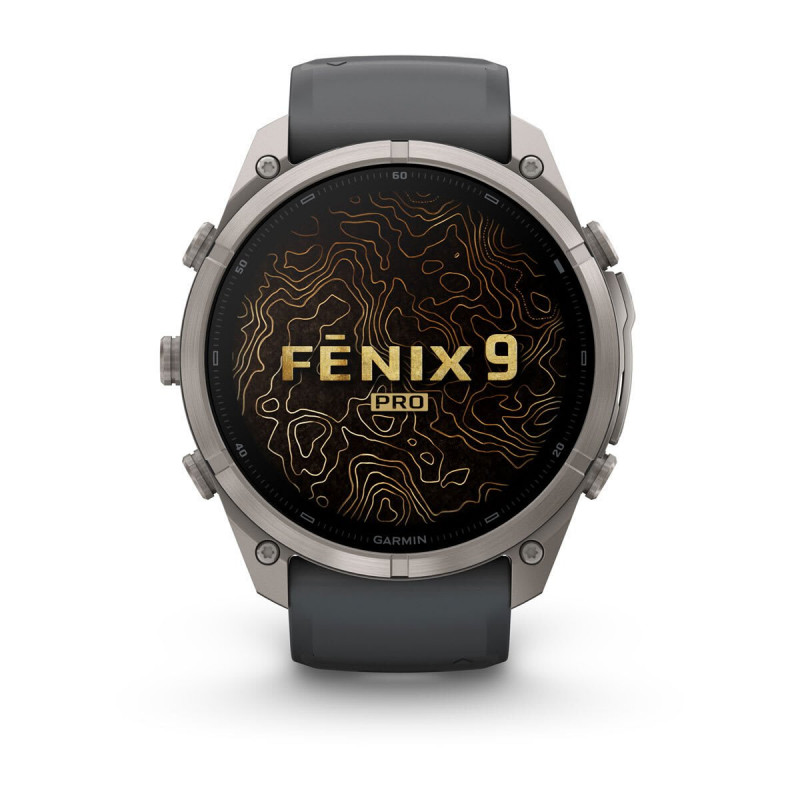 Garmin Fenix 9 Pro inReach έξυπνο ρολόι, 51 mm, θήκη τιτανίου, λουράκι σιλικόνης γραφίτη/μαύρο