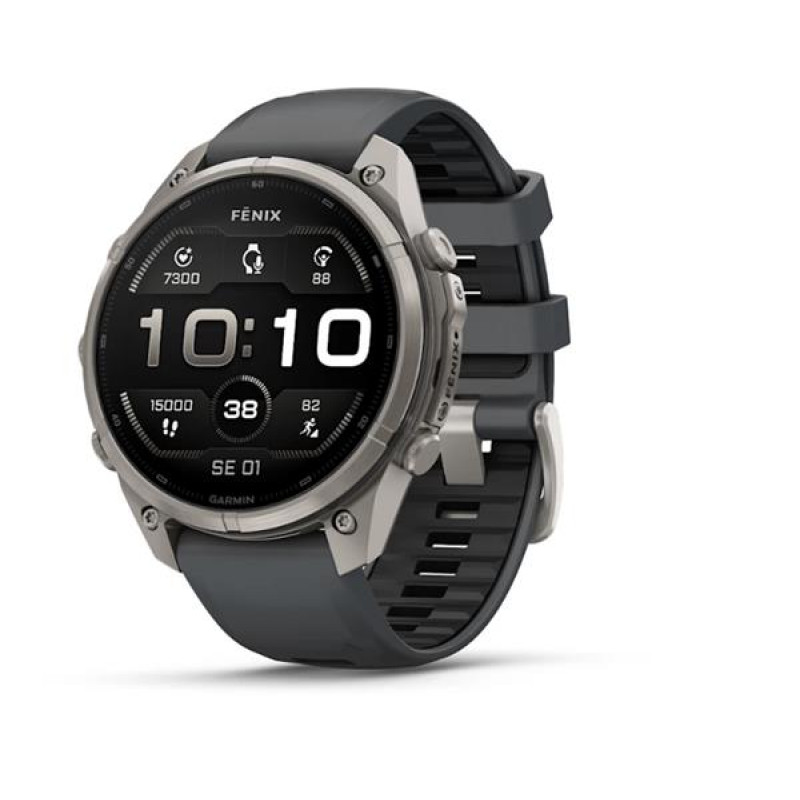 Garmin Fenix 9 Pro έξυπνο ρολόι, 47 mm, θήκη τιτανίου, λουράκι σιλικόνης γραφίτη/μαύρο