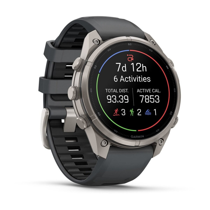 Garmin Fenix 9 Pro έξυπνο ρολόι, 47 mm, θήκη τιτανίου, λουράκι σιλικόνης γραφίτη/μαύρο