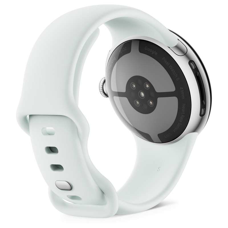 Google Pixel Watch 5 WiFi έξυπνο ρολόι, 41 mm, Polished Silver / Fog, GA10898-DE