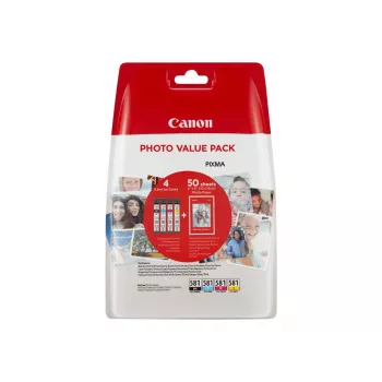 Canon CLI-581 C/M/Y/BK κασέτες μελάνης Photo Value Pack (4 τεμ.) με φωτογραφικό χαρτί
