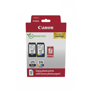 Canon PG-575/CL-576 Photo Value Pack, κασέτες μελάνης μαύρο + έγχρωμο (2 τεμ.) με φωτογραφικό χαρτί