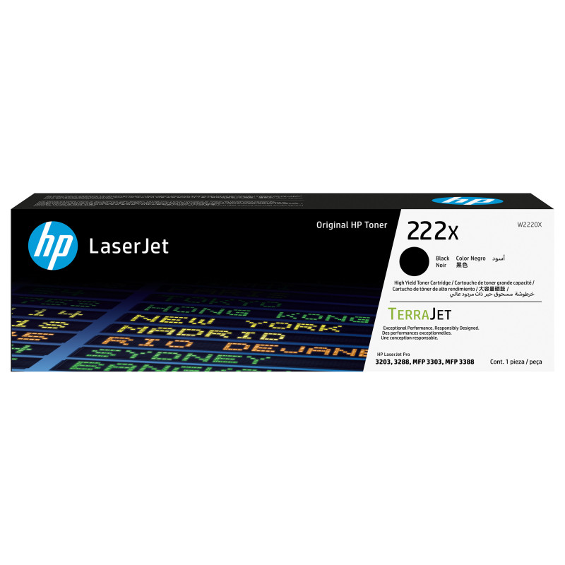 HP 222X W2220X γνήσια κασέτα τόνερ LaserJet υψηλής απόδοσης, μαύρη