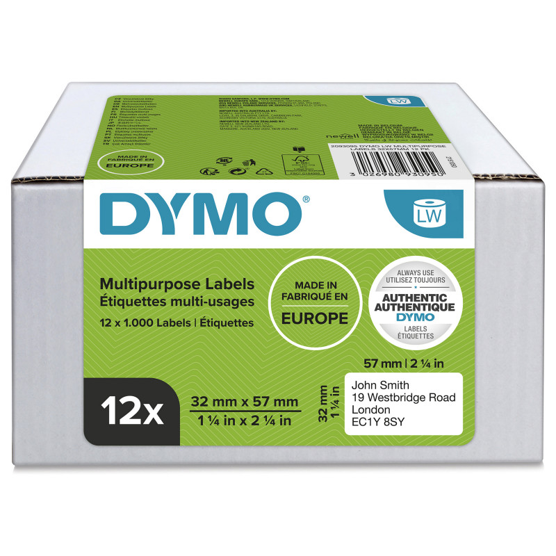 DYMO 2093095 ετικέτες γενικής χρήσης LabelWriter, 32 x 57 mm, 12 ρολά, λευκές