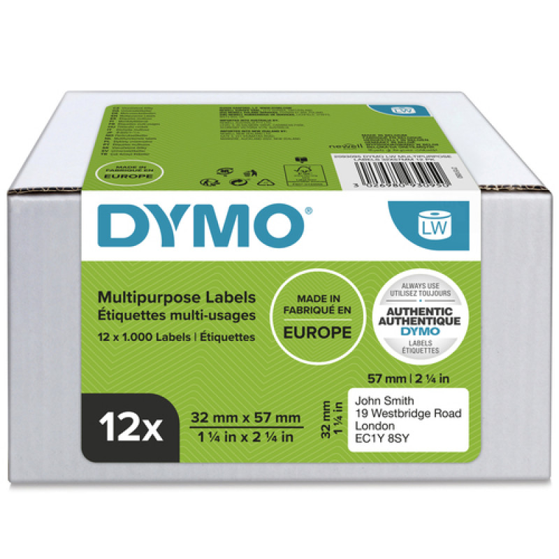 DYMO 2093095 ετικέτες γενικής χρήσης LabelWriter, 32 x 57 mm, 12 ρολά, λευκές