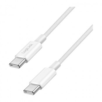 LogiLink CU0341 καλώδιο USB 2.0 Type-C, C/M σε C/M, 480 Mbps, 60 W, νάιλον, λευκό, 1 m