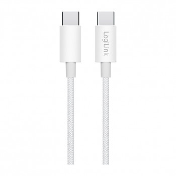 LogiLink CU0341 καλώδιο USB 2.0 Type-C, C/M σε C/M, 480 Mbps, 60 W, νάιλον, λευκό, 1 m
