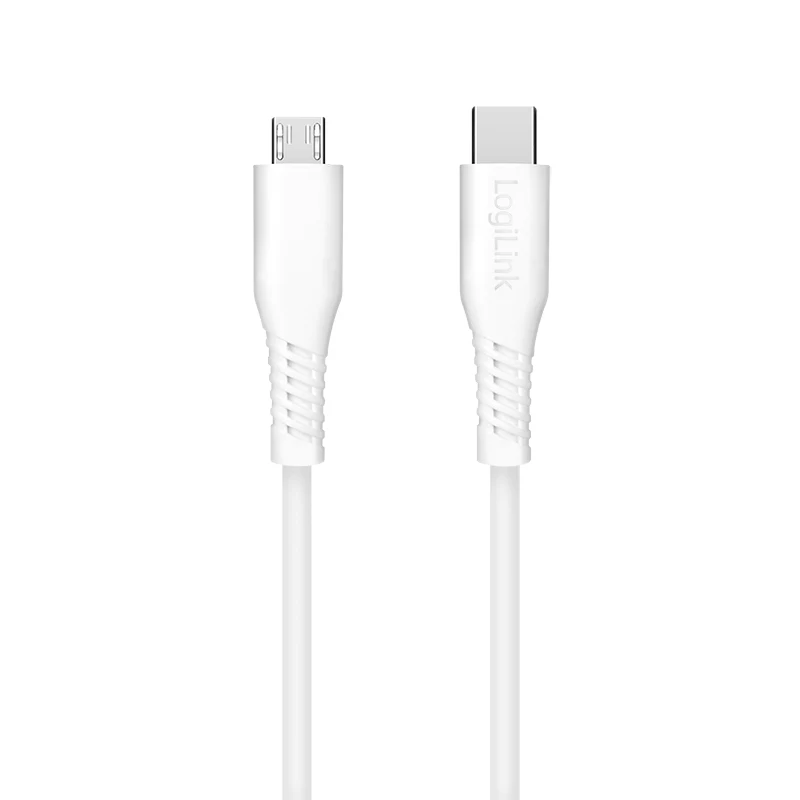 LogiLink CU0242 καλώδιο USB 2.0 Type-C, USB-C αρσενικό σε micro USB αρσενικό, 480 Mbps, 12 W, λευκό, 1 m