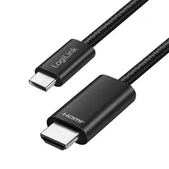 LogiLink UA0470 καλώδιο USB 3.2 Gen1 Type-C σε HDMI, 4K/30 Hz, πλεκτό, μαύρο, 2 m